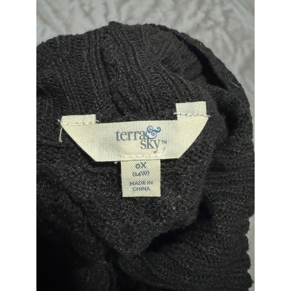 Terra & Sky Black Turtleneck Sweater Dress Cable Knit Long Sleeve Plus Size 0X - Picture 3 of 3